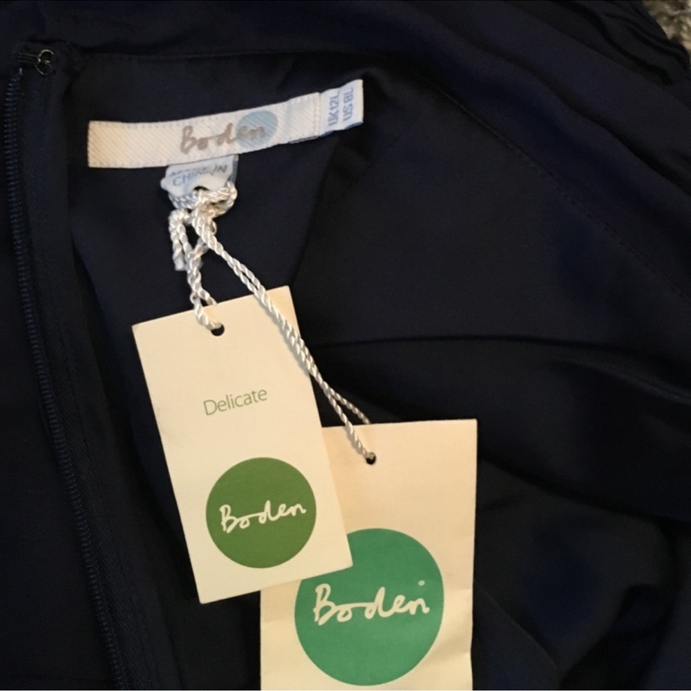 Boden Delicate Navy Blue cocktail Eva Dress size 8 L - Picture 5 of 7